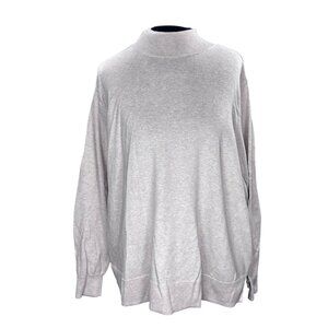 Old Navy Womens 2X Plus Mock Neck Sweater cream Cotton Blend Long Sleeve Ribbed